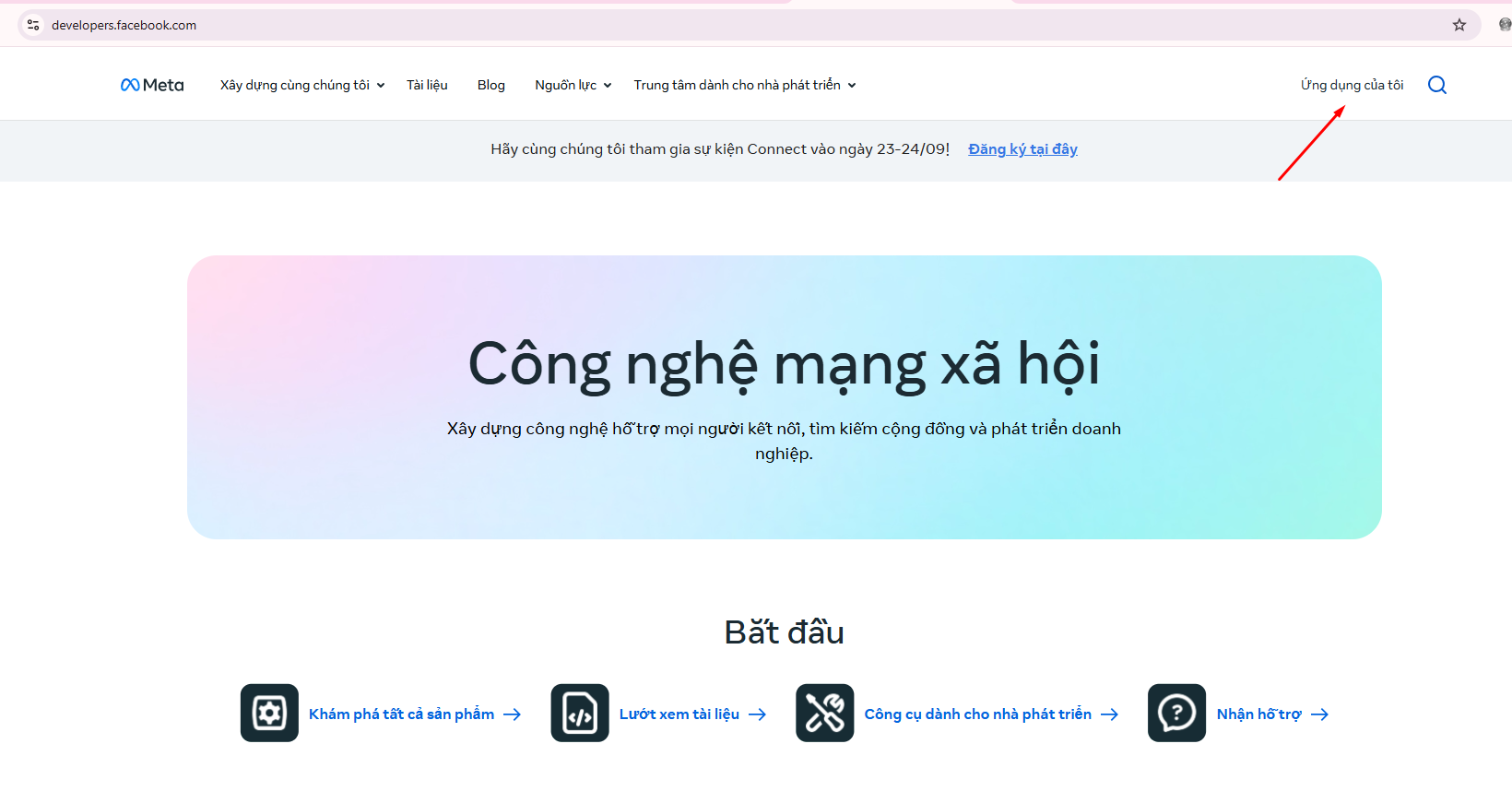 Trang chủ developers.facebook.com